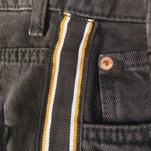 TOPSHOP MOTO Black Wide Leg Crop Jeans Gold Side Stripe 26 - Picture 13 of 13